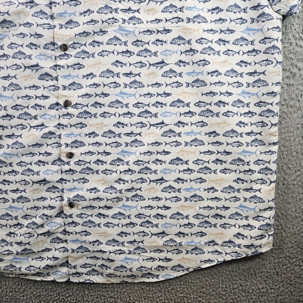 NEW Roundtree & Yorke Performance Shirt Men 3XT Short Sleeve Fishes Print White - Picture 4 of 10